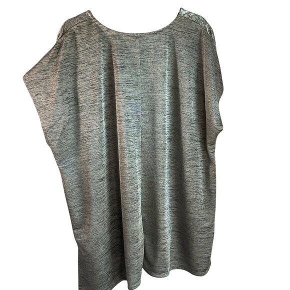 La Vanya Sz 3X Pullover Tunic Top Metallic Silver Gold Relaxed Quiet Luxury - Picture 2 of 6